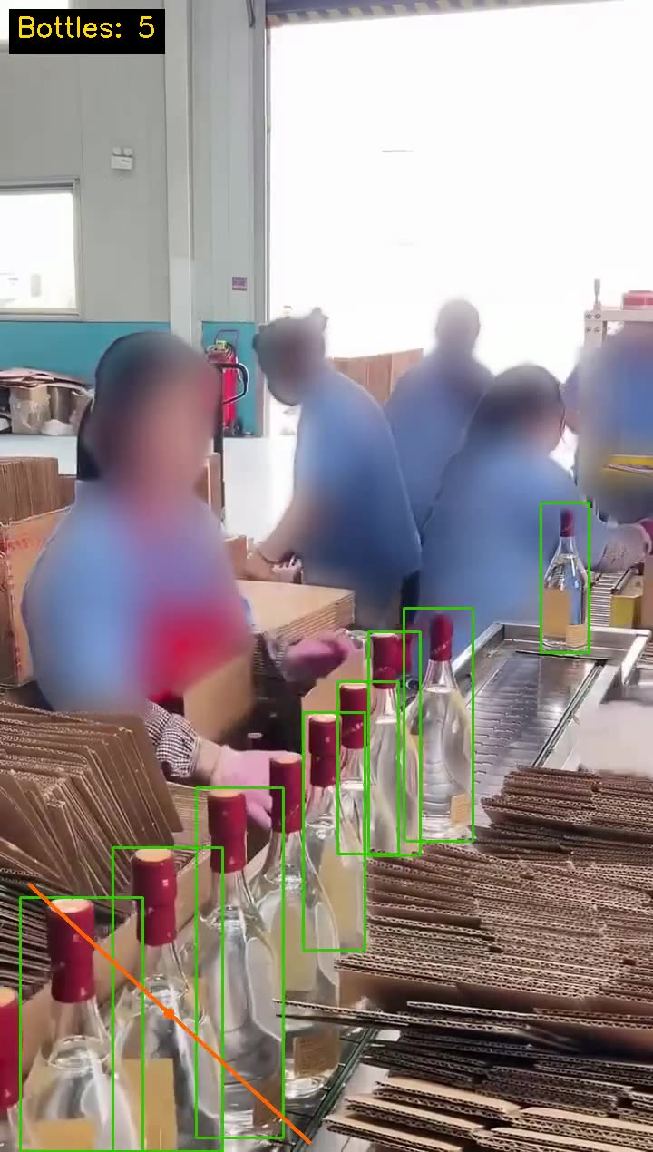 Bottles being counted on a production line